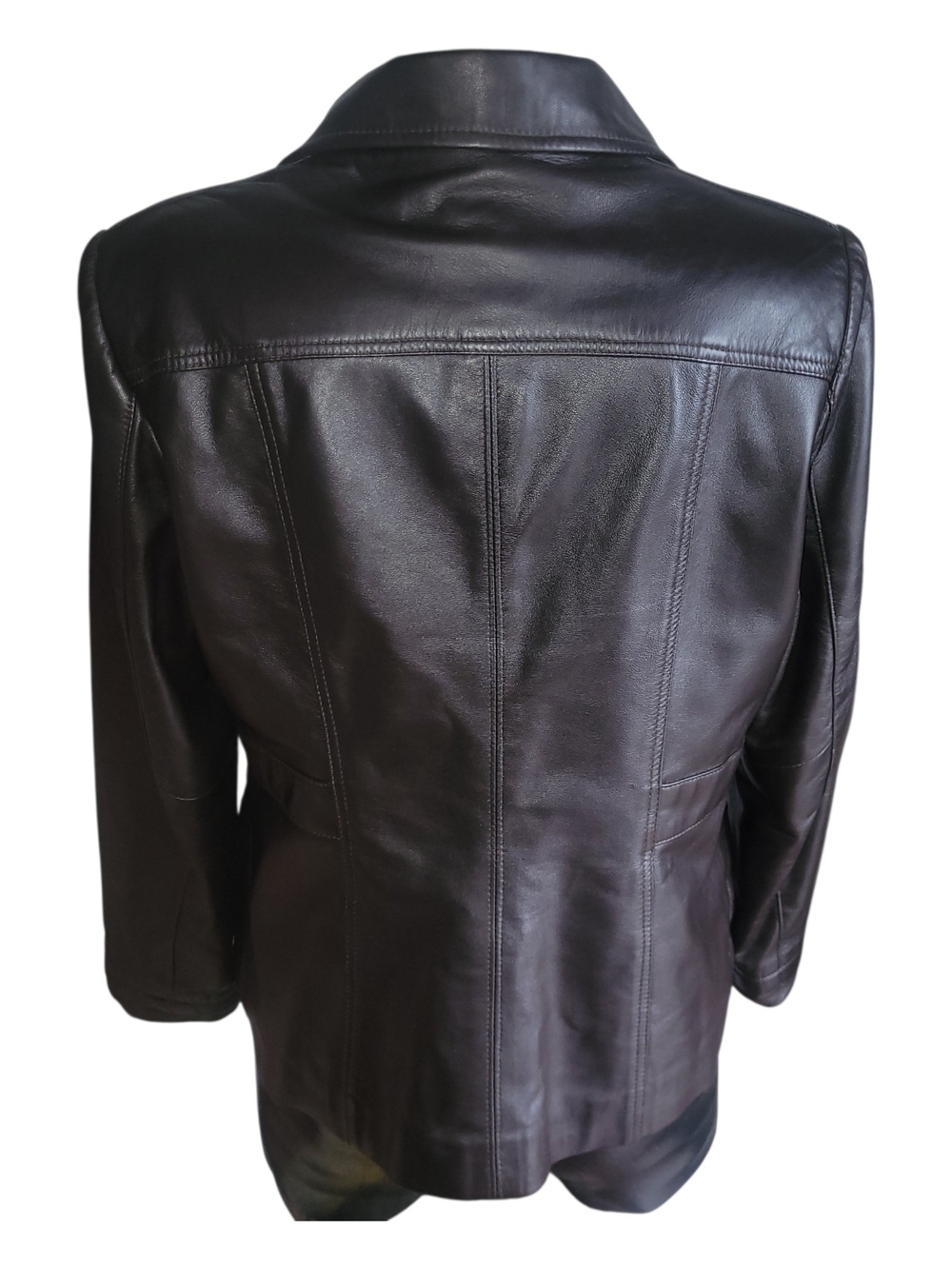 A&S Selections Women's Dark Brown Leather Zip-Front Jacket Size XL - Picture 6 of 7